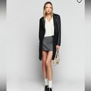 NWT reformation X veda Crosby 90s longline leather blazer